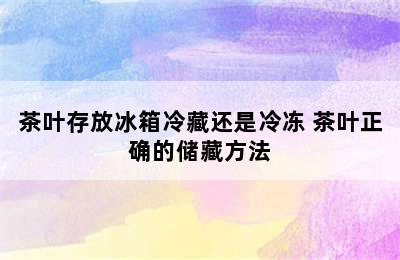 茶叶存放冰箱冷藏还是冷冻 茶叶正确的储藏方法